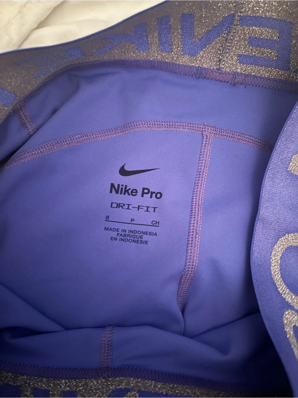 Nike Pro Women's Blue Compression Bike Shorts with Silver Logo